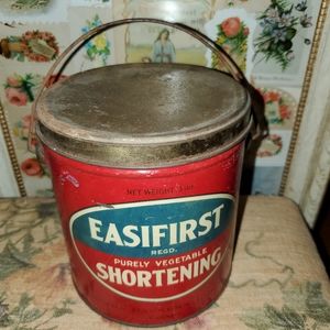 Old Advertising Tin Can  Pail Easifirst Shortening Canada